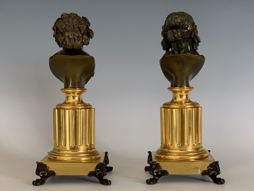 Pair of French 'Grand Tour' Apollo & Bacchus Bronze Busts View V