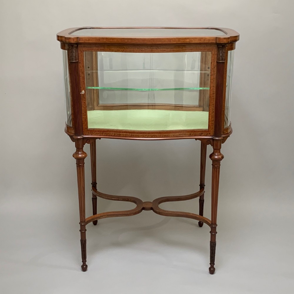 Antique Edwardian Mahogany & Marquetry Inlaid Bijouterie Cabinet View III