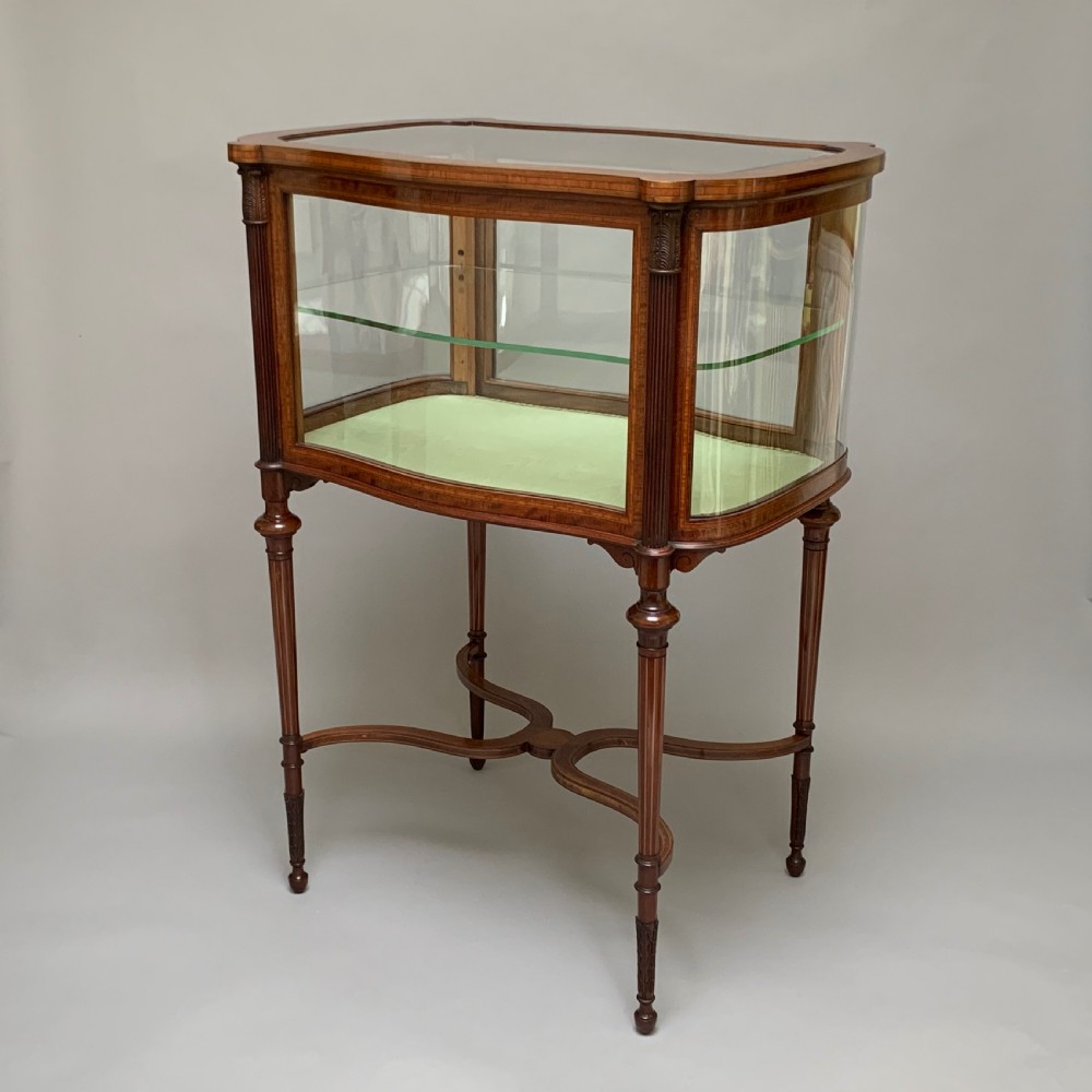 Antique Edwardian Mahogany & Marquetry Inlaid Bijouterie Cabinet View IV