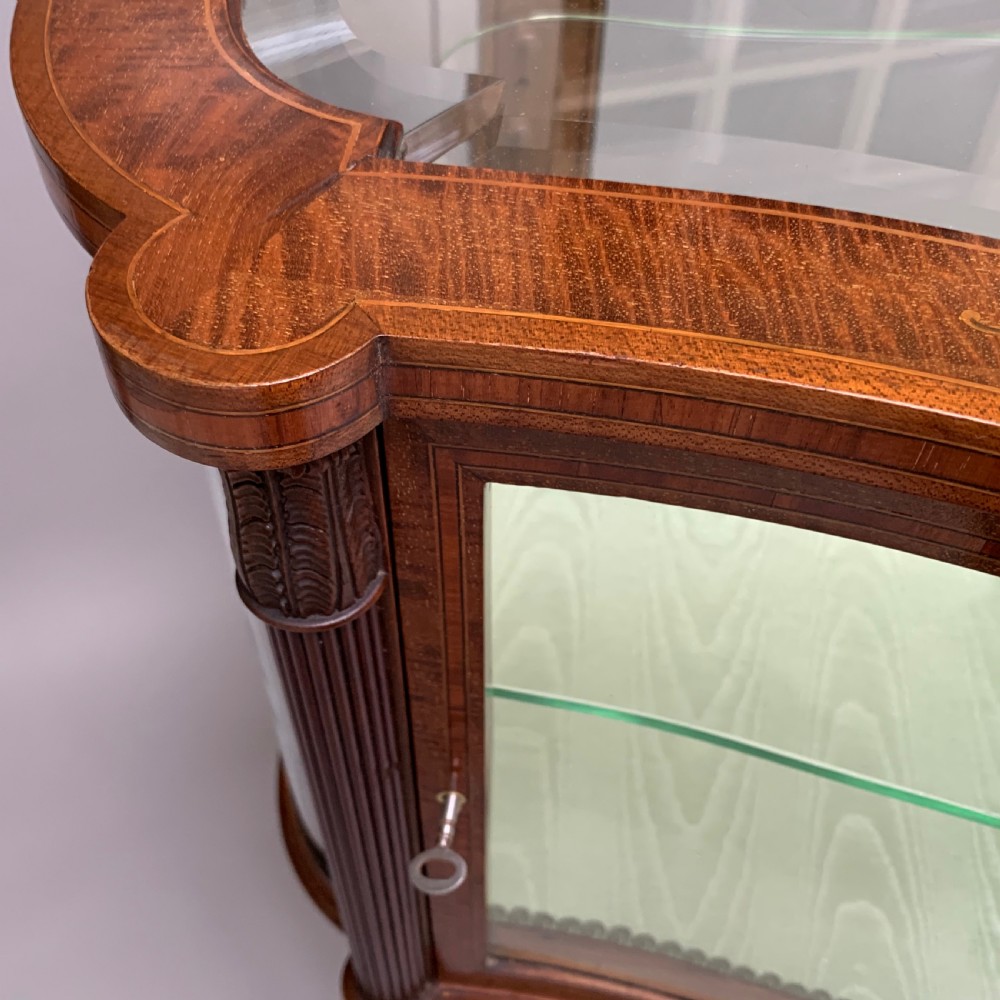 Antique Edwardian Mahogany & Marquetry Inlaid Bijouterie Cabinet View V