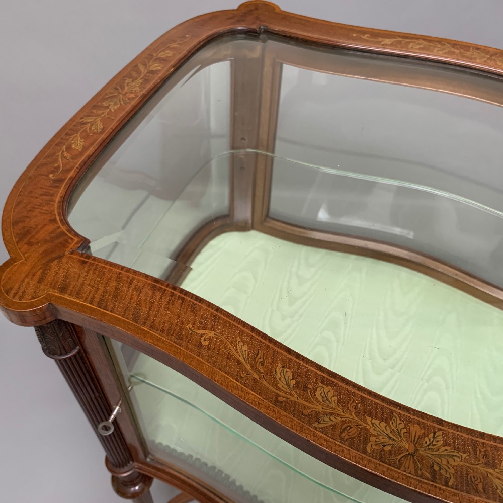 Antique Edwardian Mahogany & Marquetry Inlaid Bijouterie Cabinet View VII