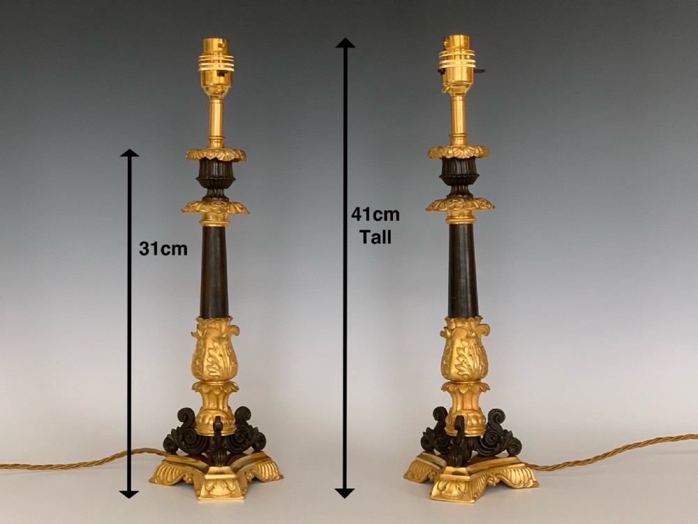 Antique French Ormolu & Bronze Table Lamps View II