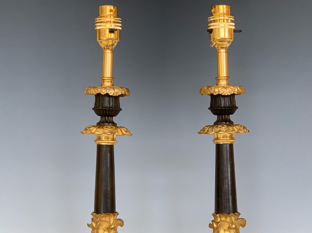 Antique French Ormolu & Bronze Table Lamps View III