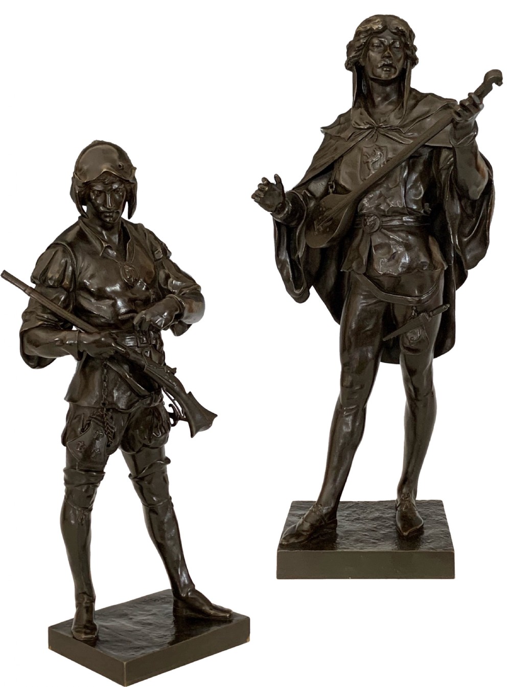Emile Picault Bronzes Serenade & French Soldier
