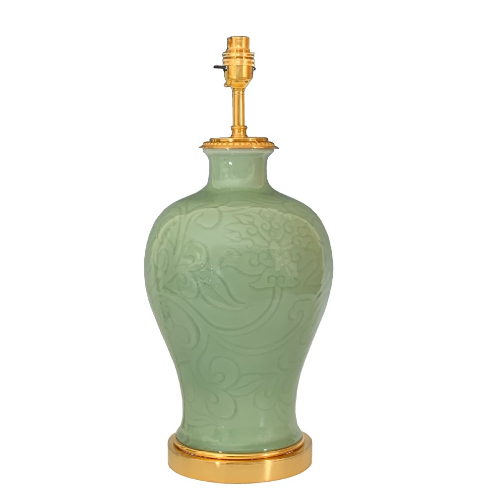 Antique Chinese Celadon Porcelain Table Lamp View IV