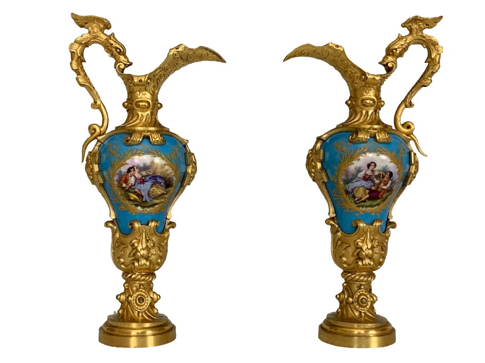 Napoleon III Ormolu & Sevres Porcelain Ewers
