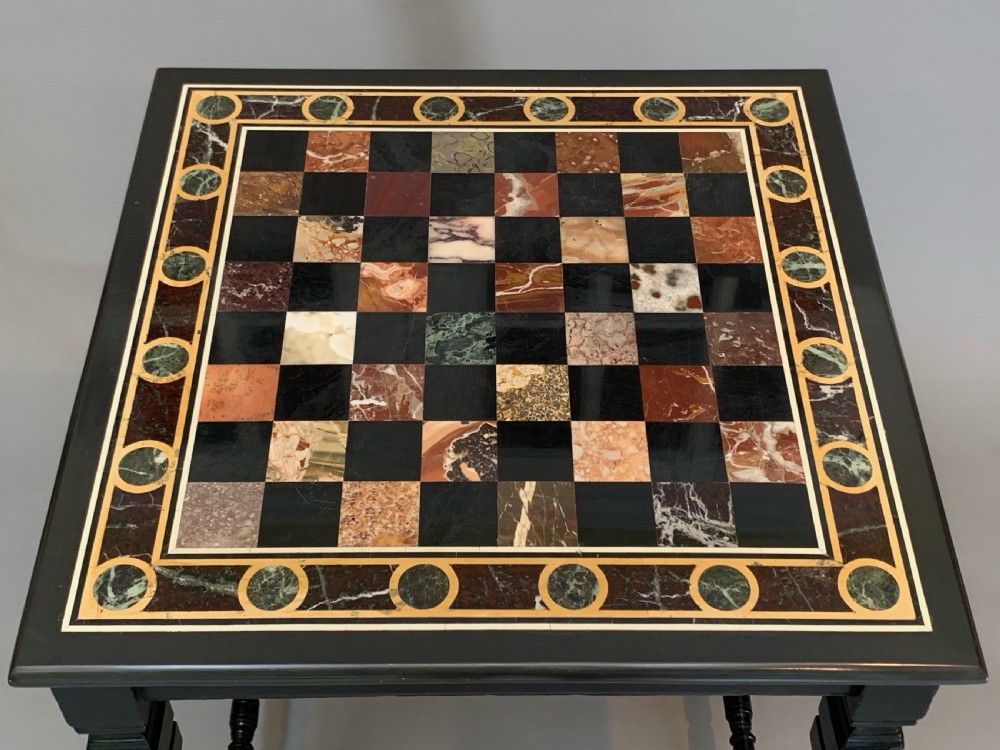 Antique Devonshire Specimen Marble Chess Table View IV