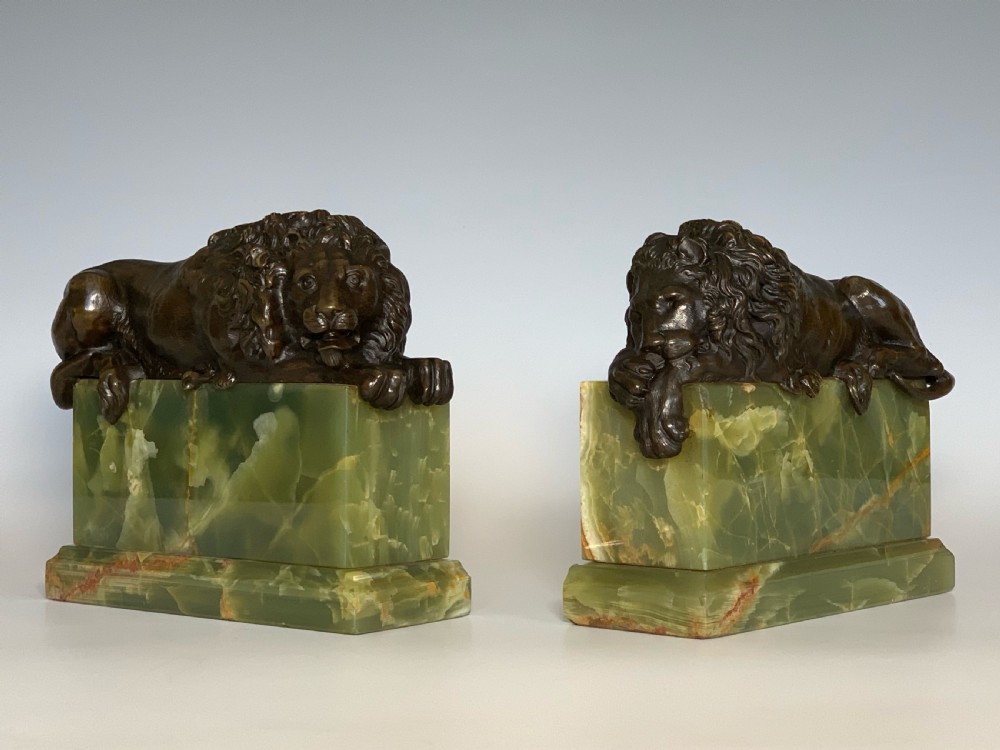 Antique 19th Century Bronze Lions After Canova