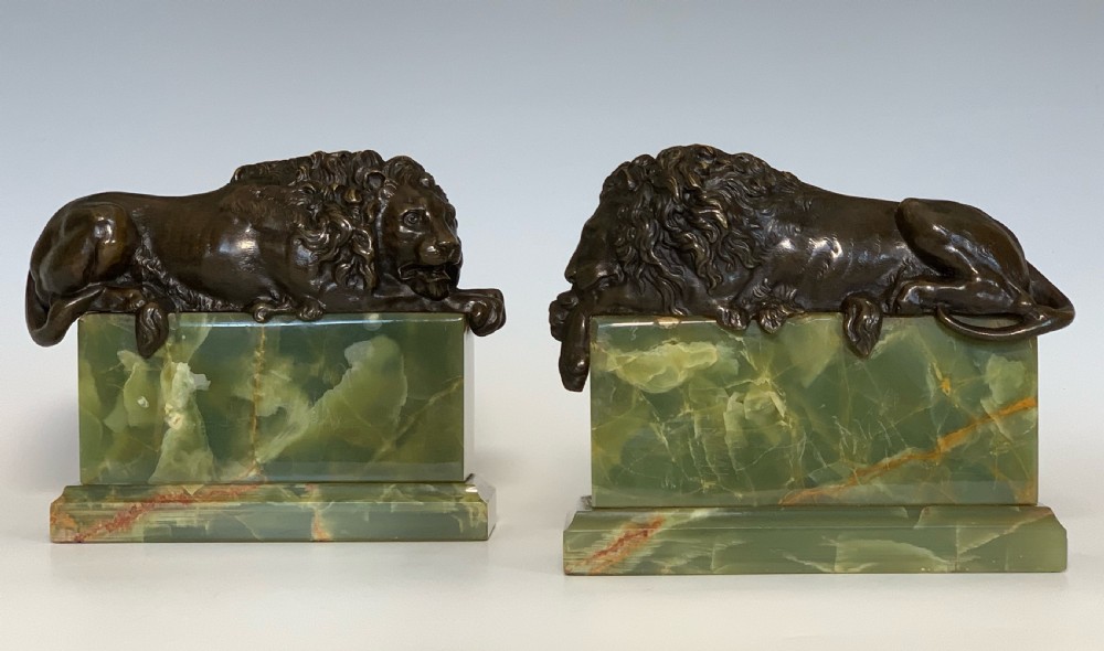 Antique 19th Century Bronze Lions After Canova View II