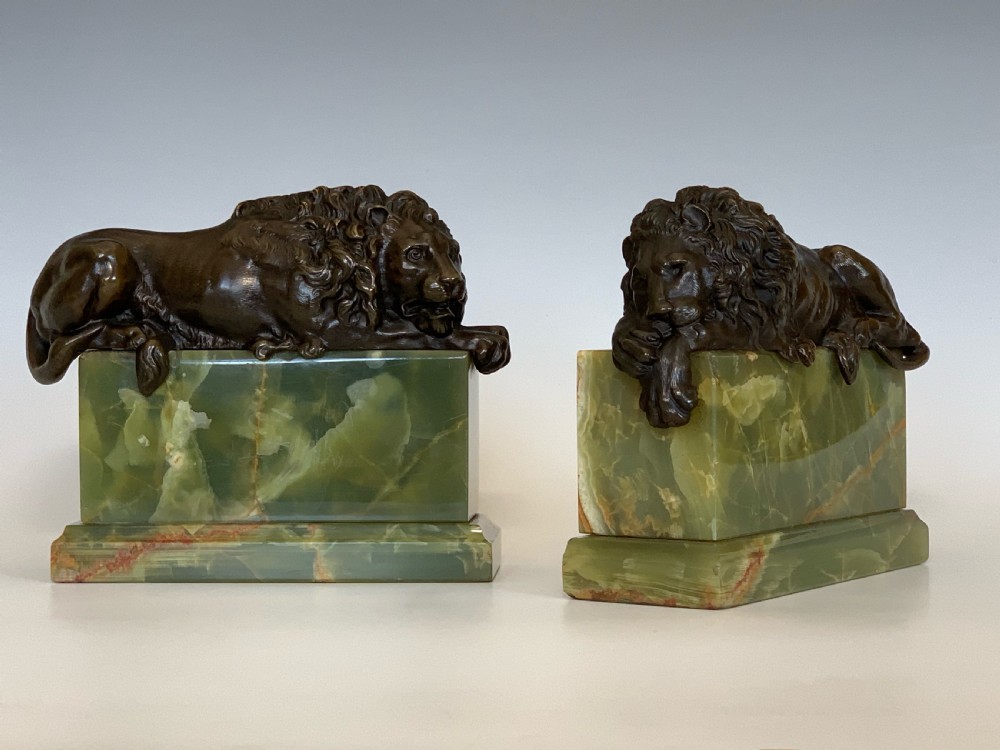 Antique 19th Century Bronze Lions After Canova View IV