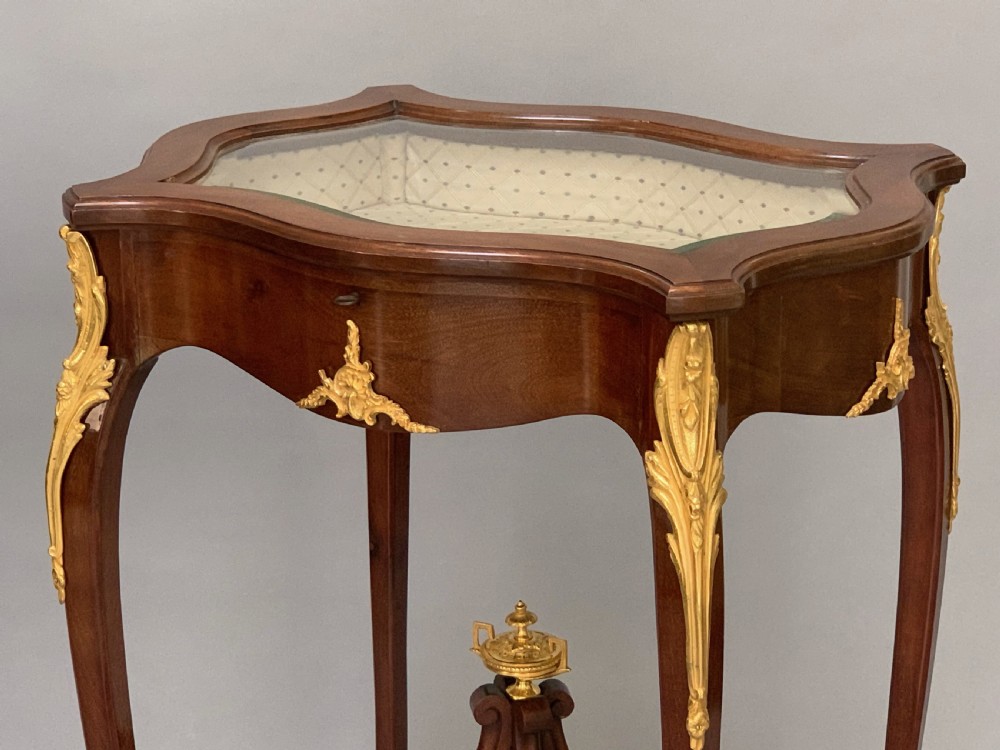 Edwardian Mahogany & Ormolu Display Bijouterie Table View II