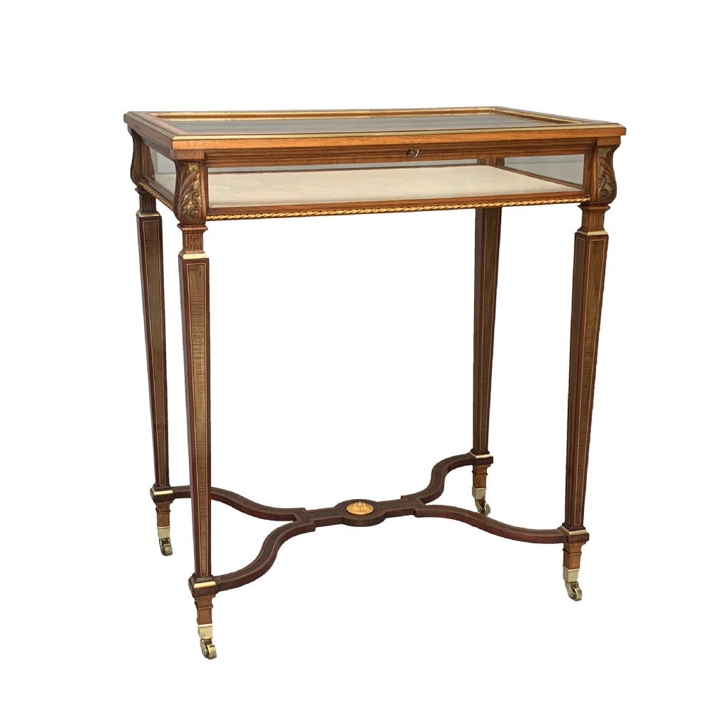 Victorian Harewood Walnut & Ormolu Display Bijouterie Table