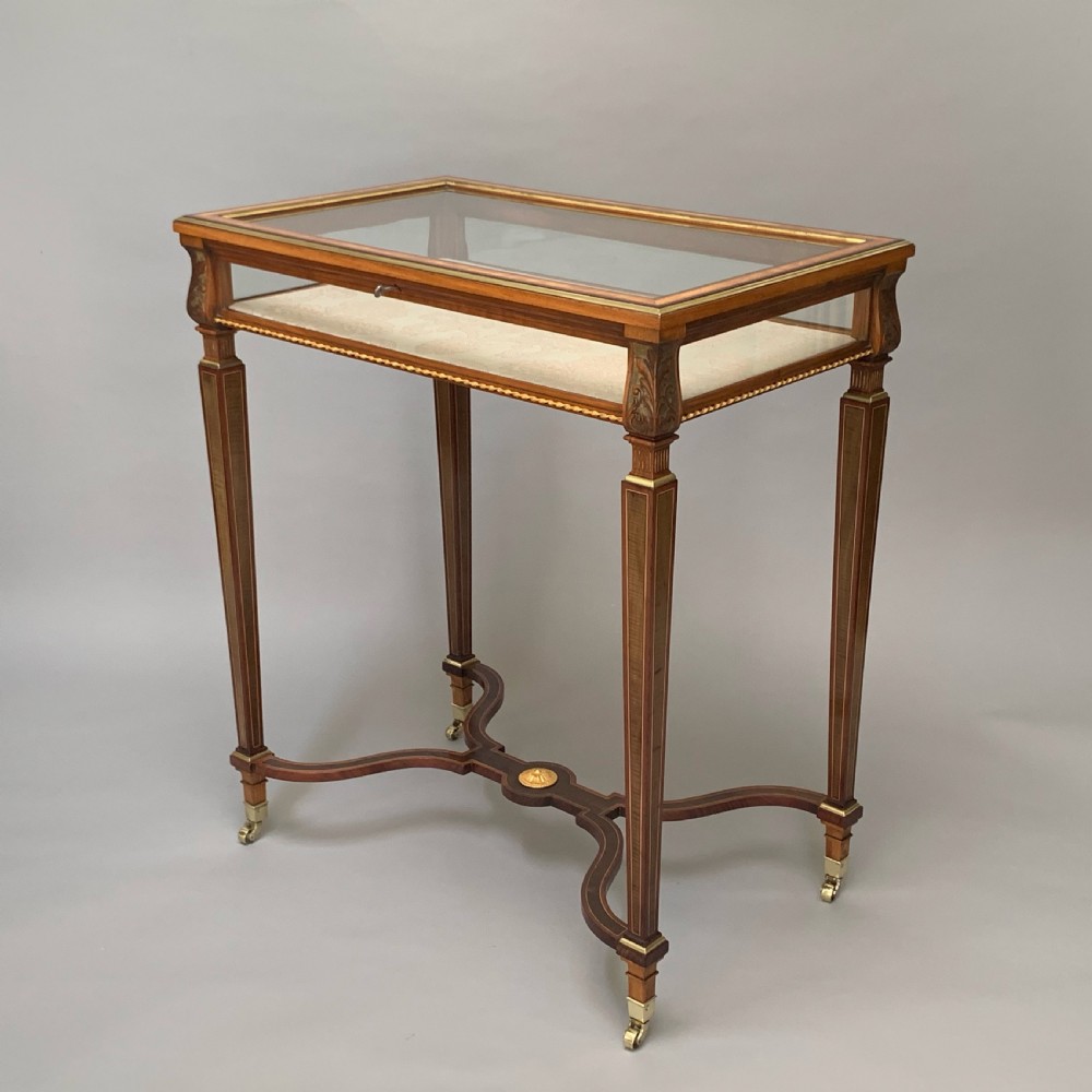 Victorian Harewood Walnut & Ormolu Display Bijouterie Table View II