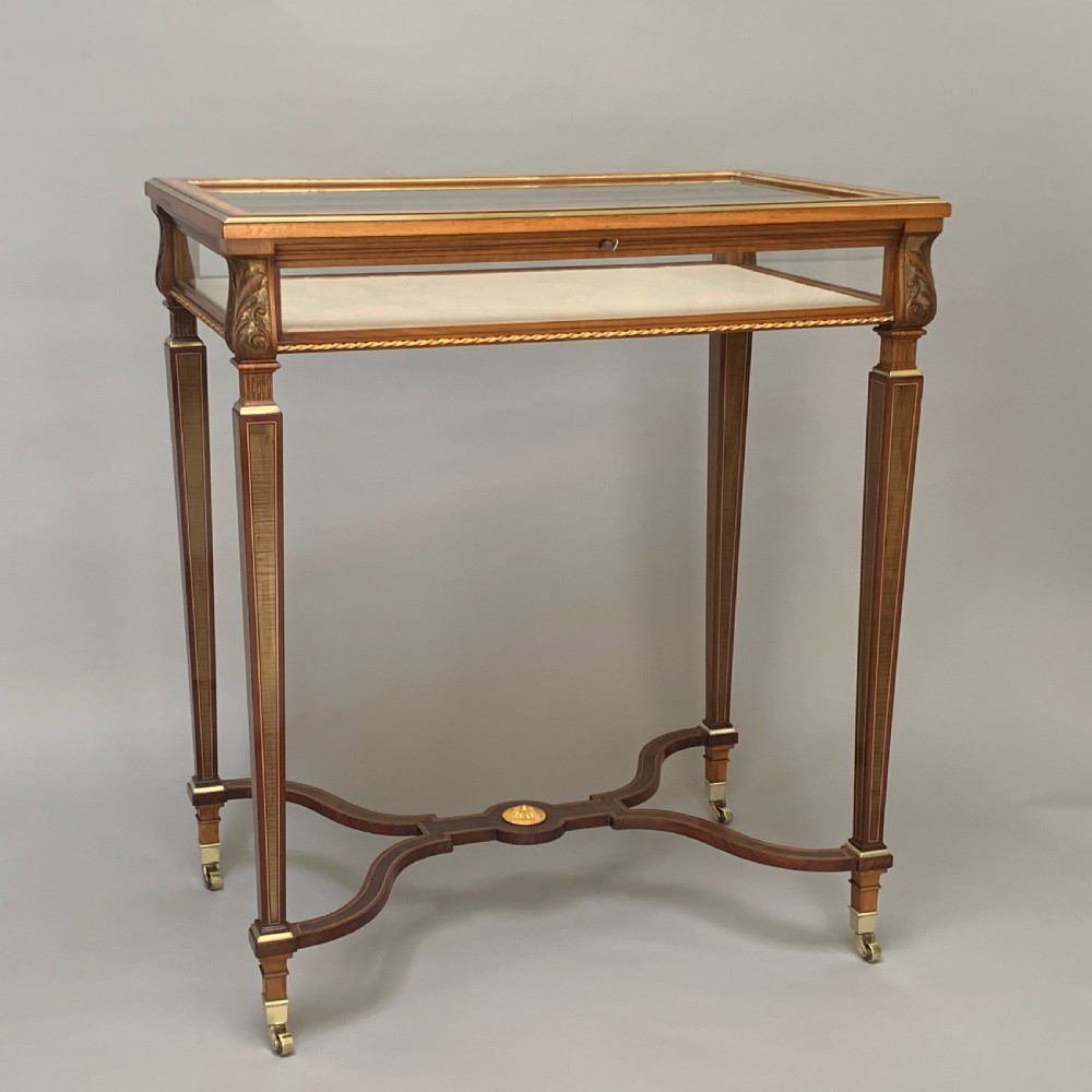 Victorian Harewood Walnut & Ormolu Display Bijouterie Table View III