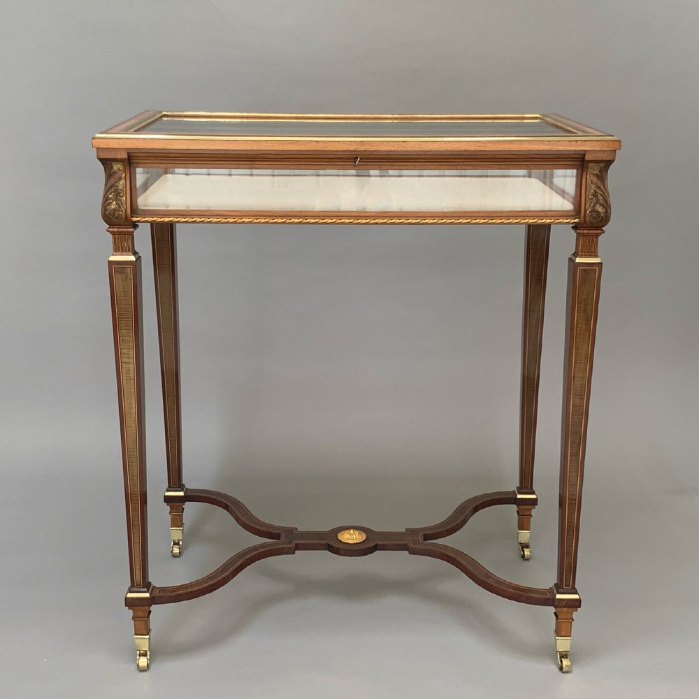 Victorian Harewood Walnut & Ormolu Display Bijouterie Table View V