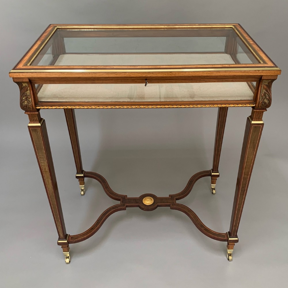 Victorian Harewood Walnut & Ormolu Display Bijouterie Table View VII