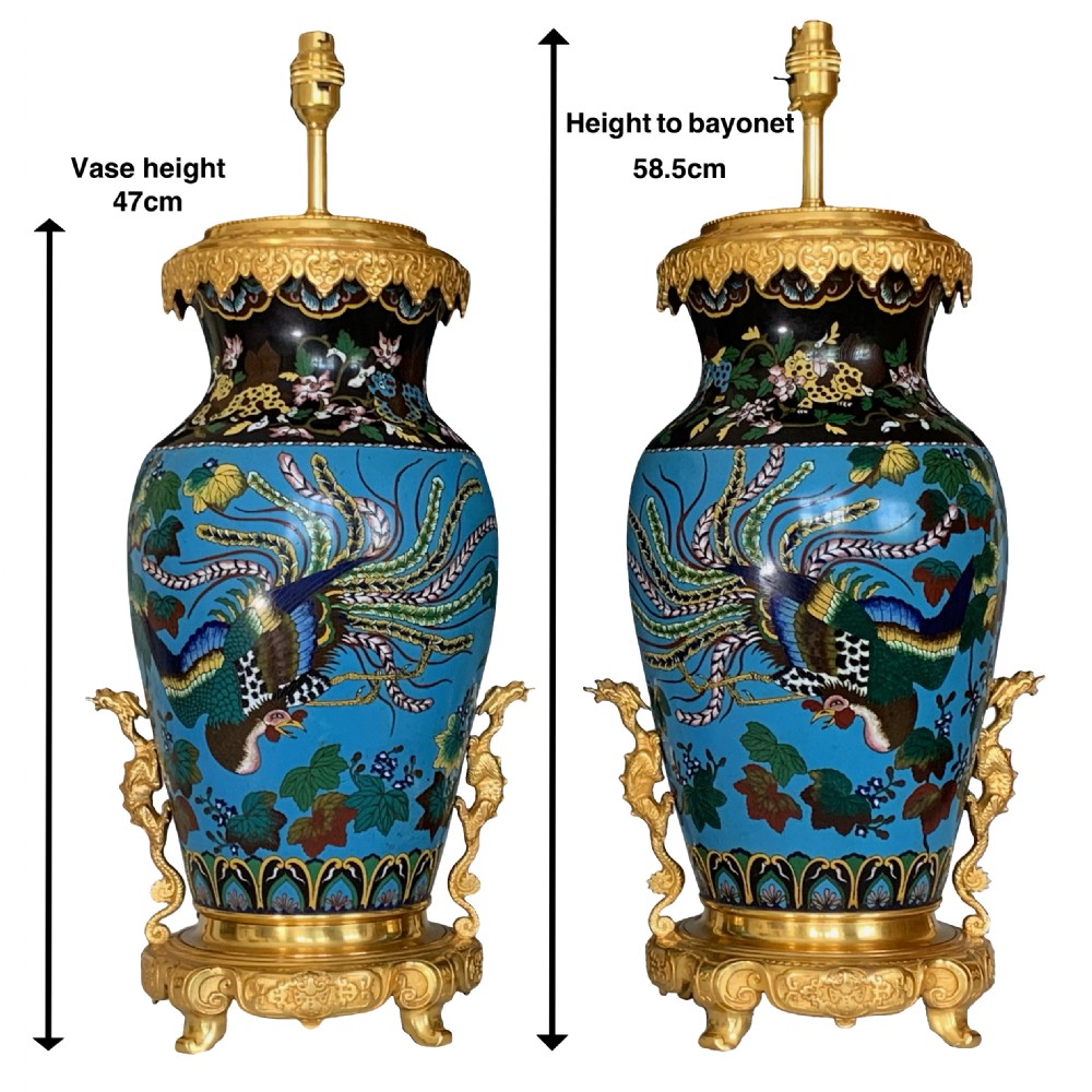 A Pair of Japanese Enamel Vases Table Lamps View VI