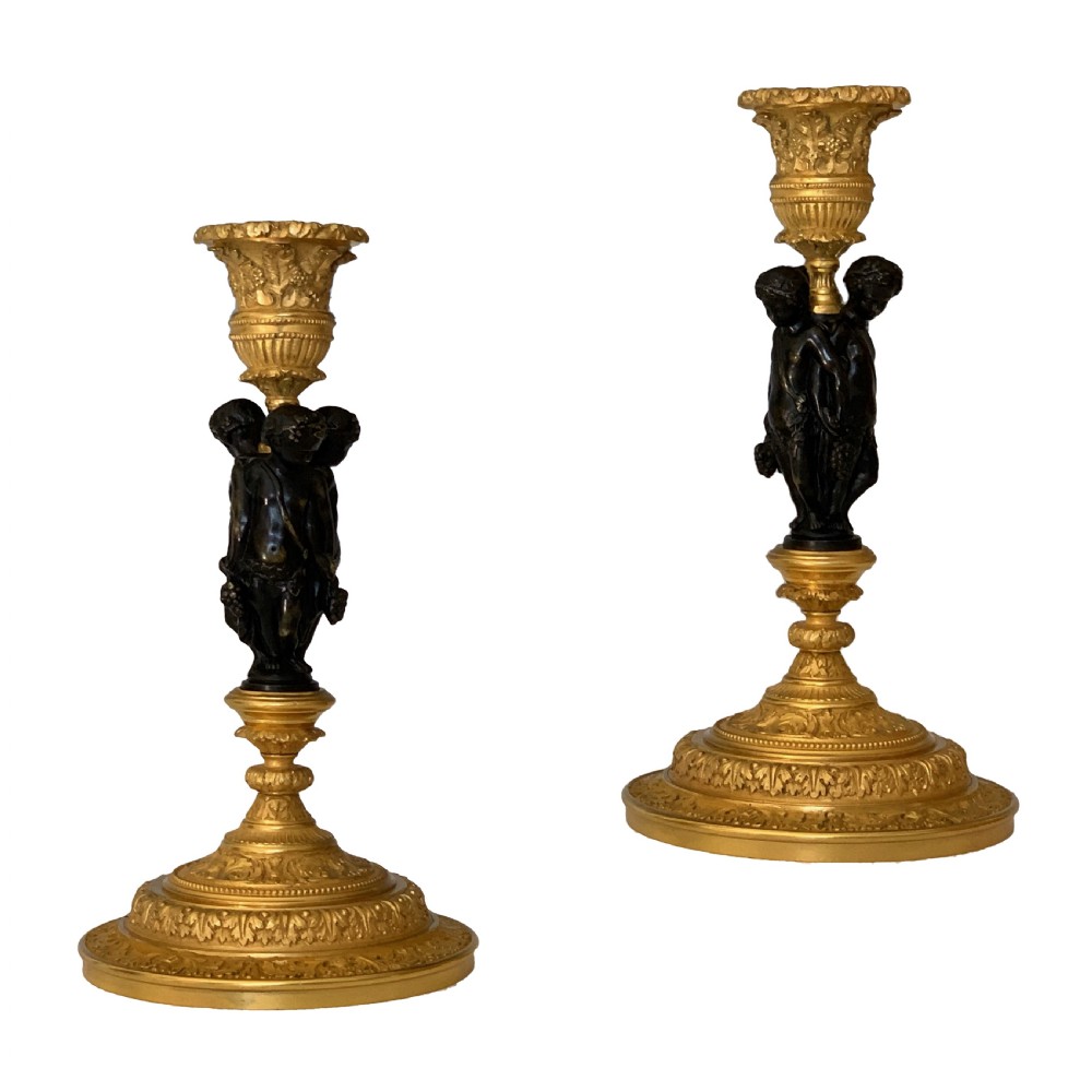 Fine pair of French Ormolu Candlesticks