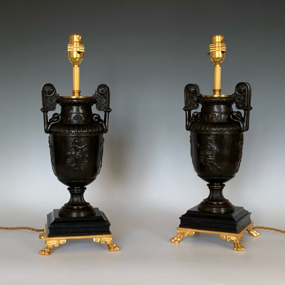 Pair of Victorian Bronze Table Lamps View V