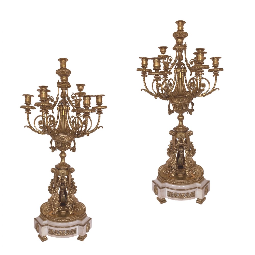 French Louis XVI Style Ormolu Candelabra
