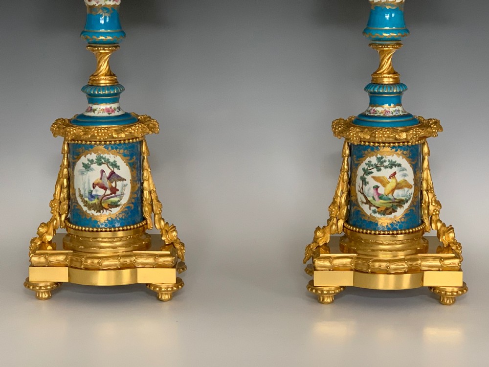 Napoleon III Ormolu Mounted Sevres Style Porcelain Candelabra View VI