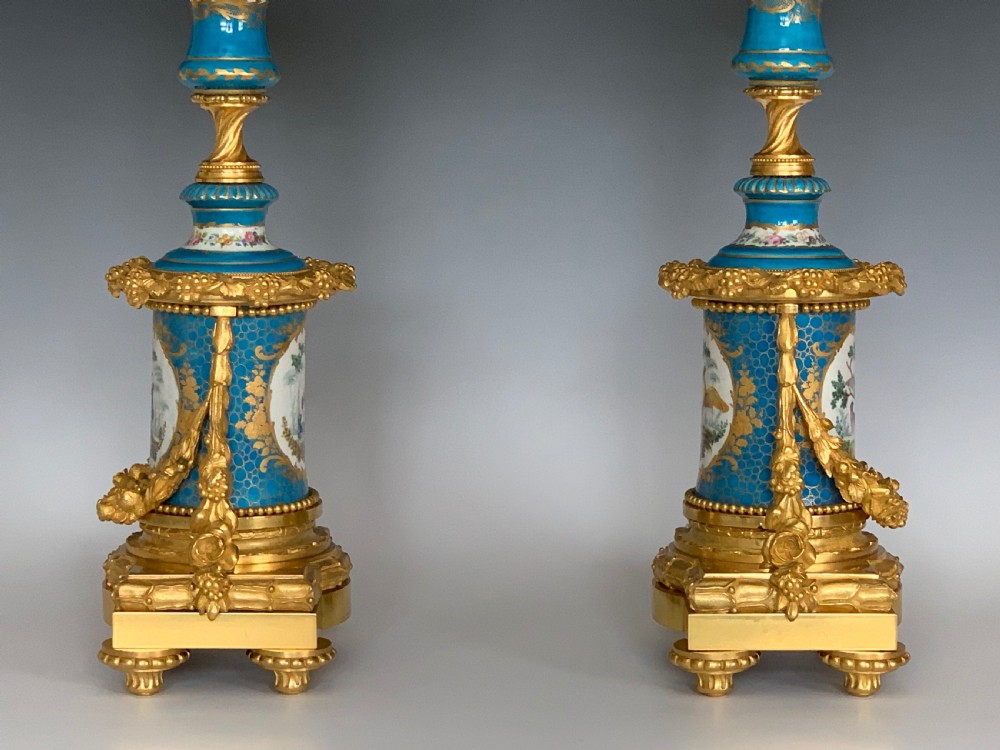 Napoleon III Ormolu Mounted Sevres Style Porcelain Candelabra View VII
