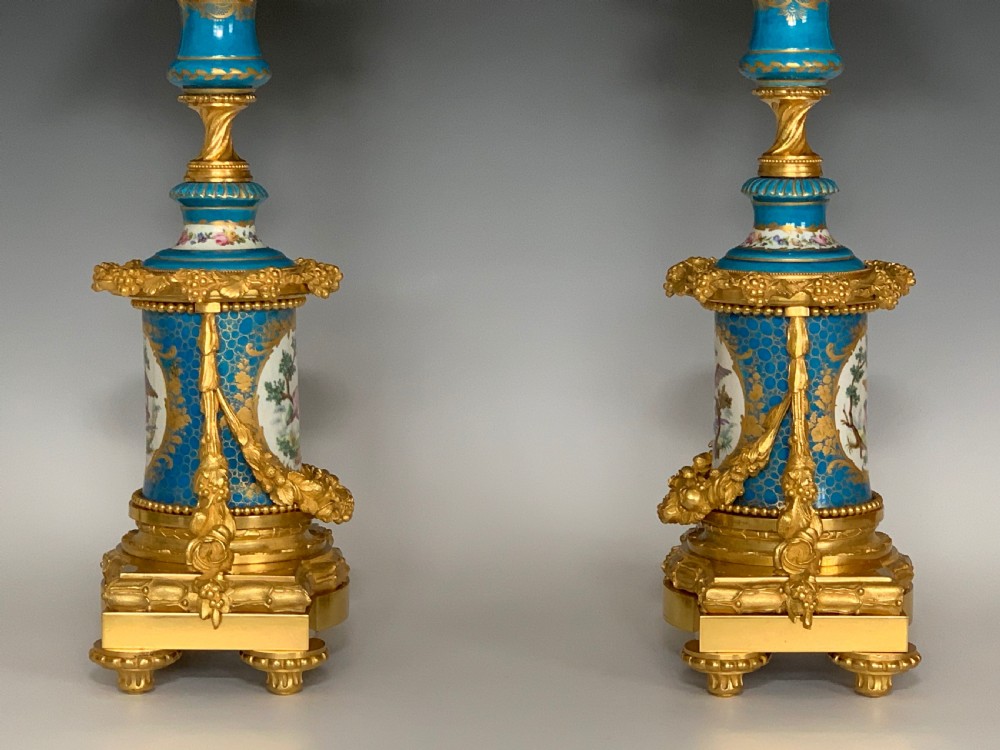 Napoleon III Ormolu Mounted Sevres Style Porcelain Candelabra View VIII