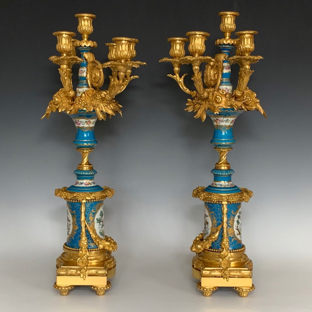 Napoleon III Ormolu Mounted Sevres Style Porcelain Candelabra View IX