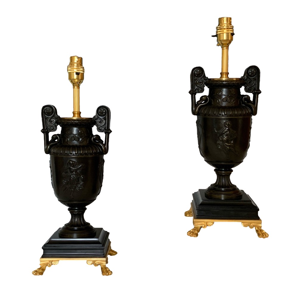 Pair of Victorian Bronze Table Lamps View II