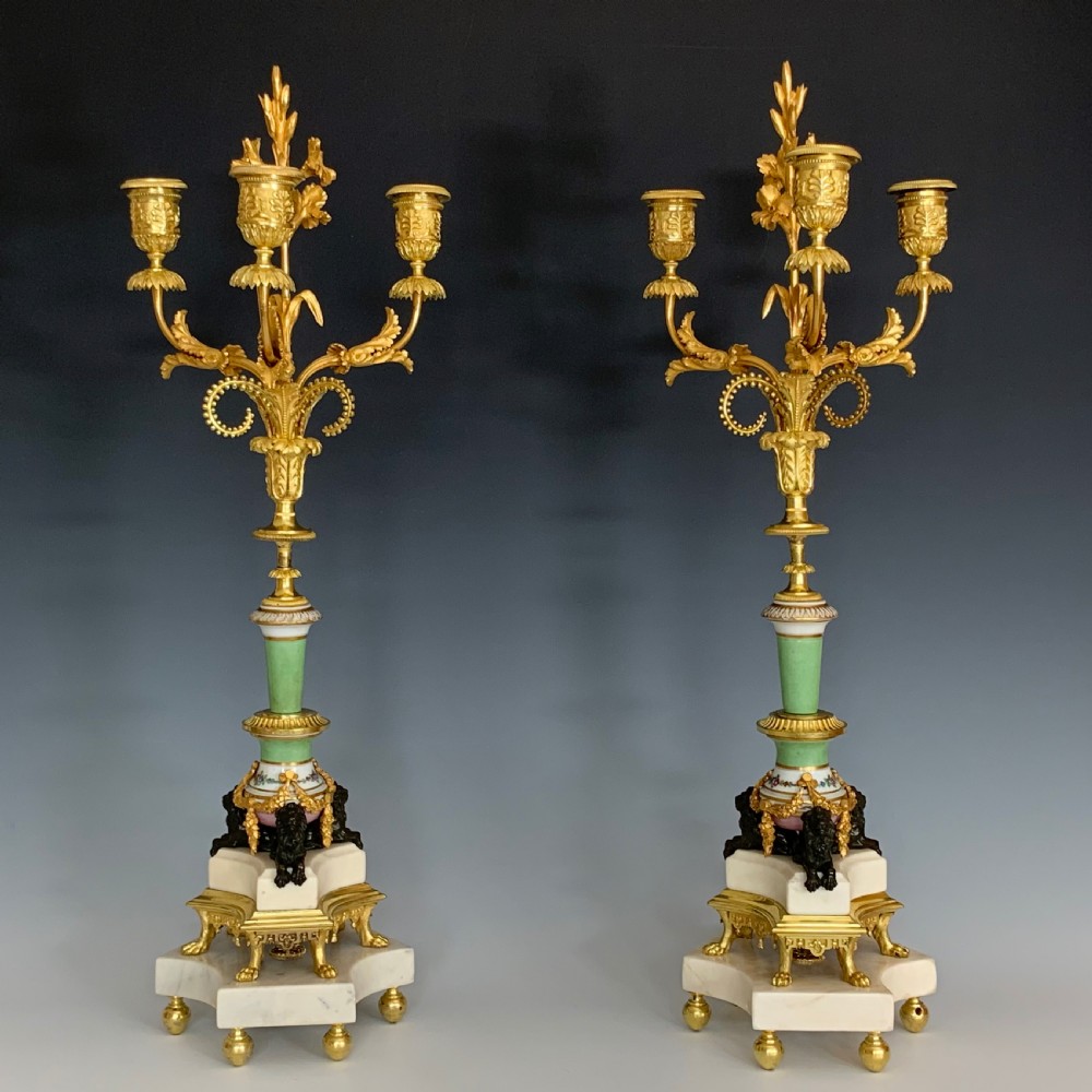 Napoleon III French Porcelain & Ormolu Mounted Candelabra