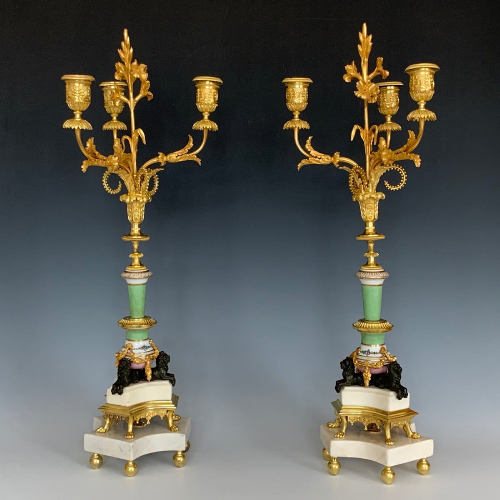 Napoleon III French Porcelain & Ormolu Mounted Candelabra View II