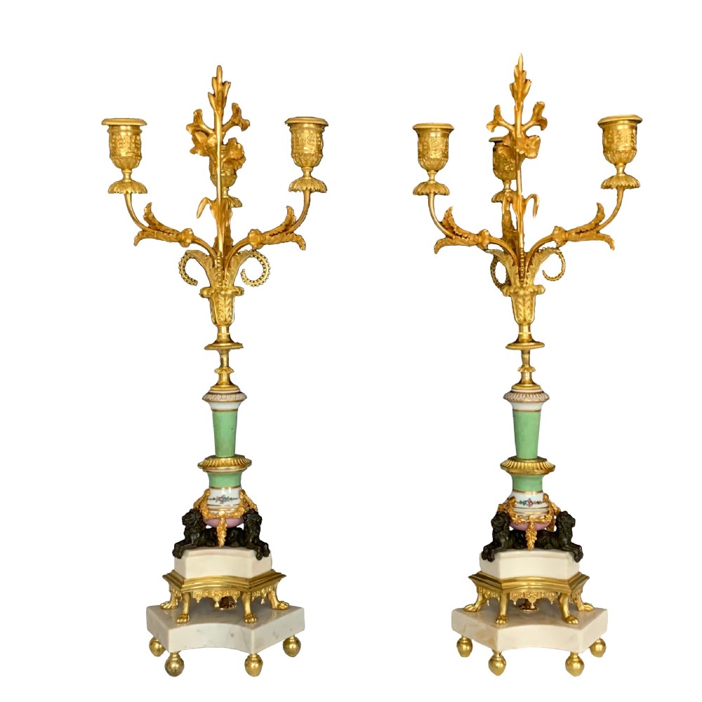 Napoleon III French Porcelain & Ormolu Mounted Candelabra View VII