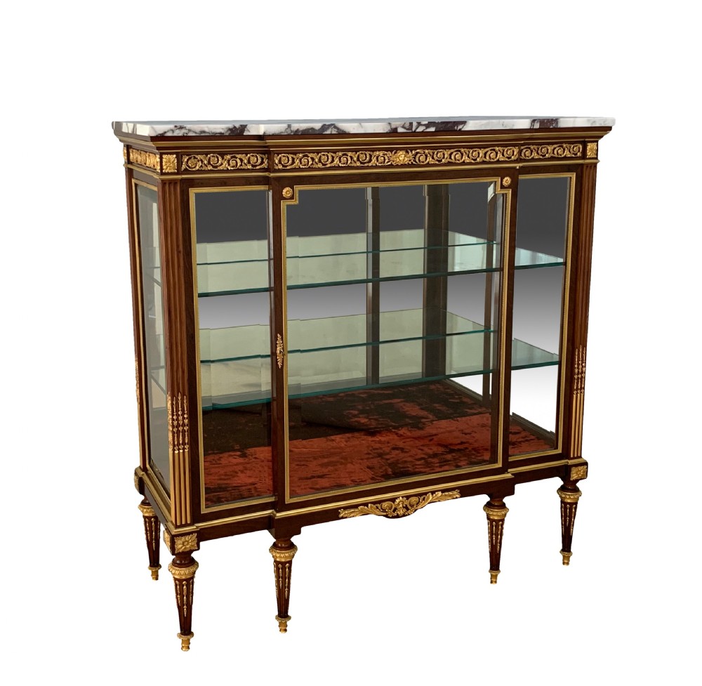 Antique Belle Epoque Mahogany & Ormolu Louis XVI Style Vitrine