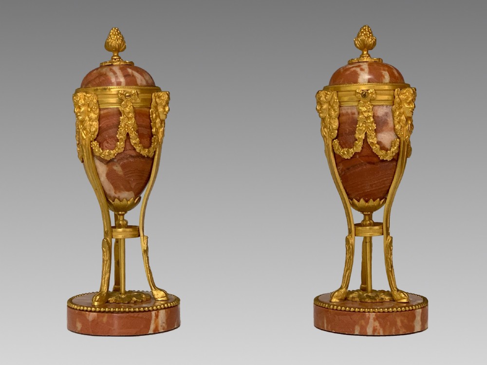 Pair of Louis XVI Style French Marble & Ormolu Cassolettes View II