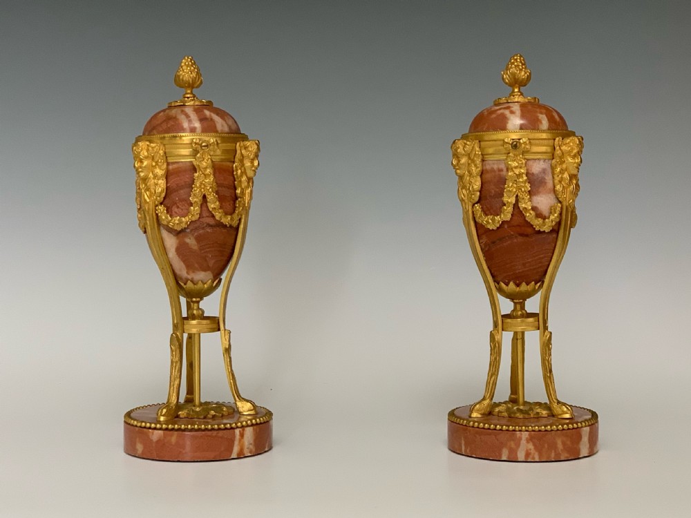 Pair of Louis XVI Style French Marble & Ormolu Cassolettes View III