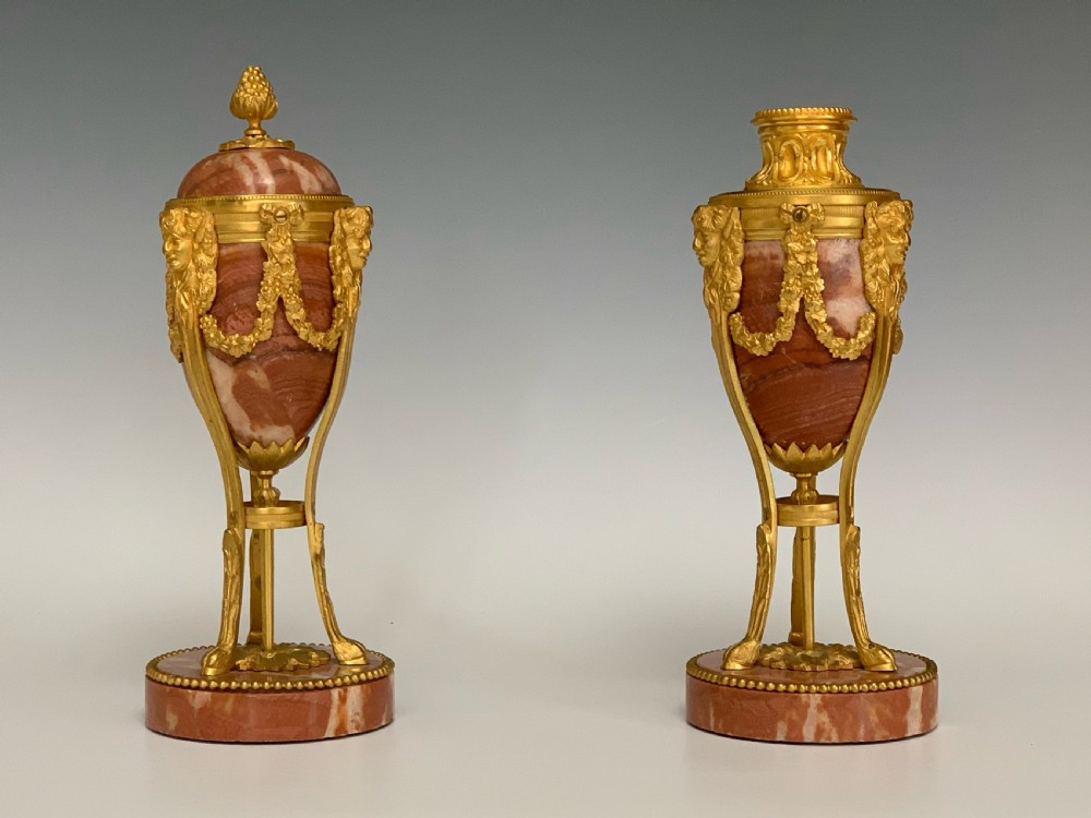 Pair of Louis XVI Style French Marble & Ormolu Cassolettes View V