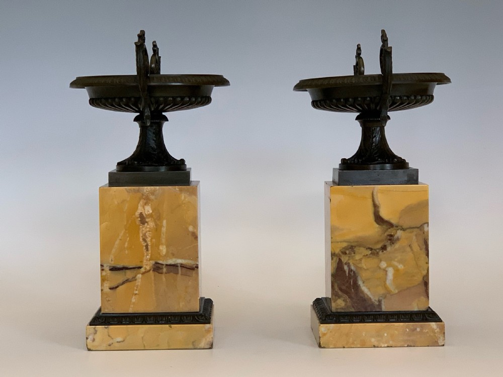 Antique Pair of French Bronze & Marble Tazzas View V