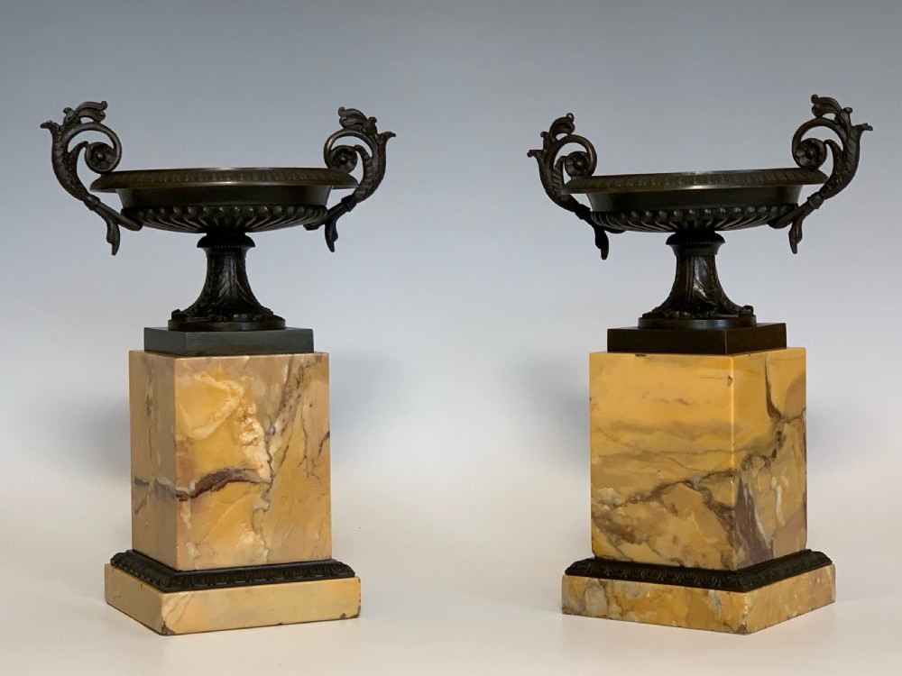 Antique Pair of French Bronze & Marble Tazzas View VI