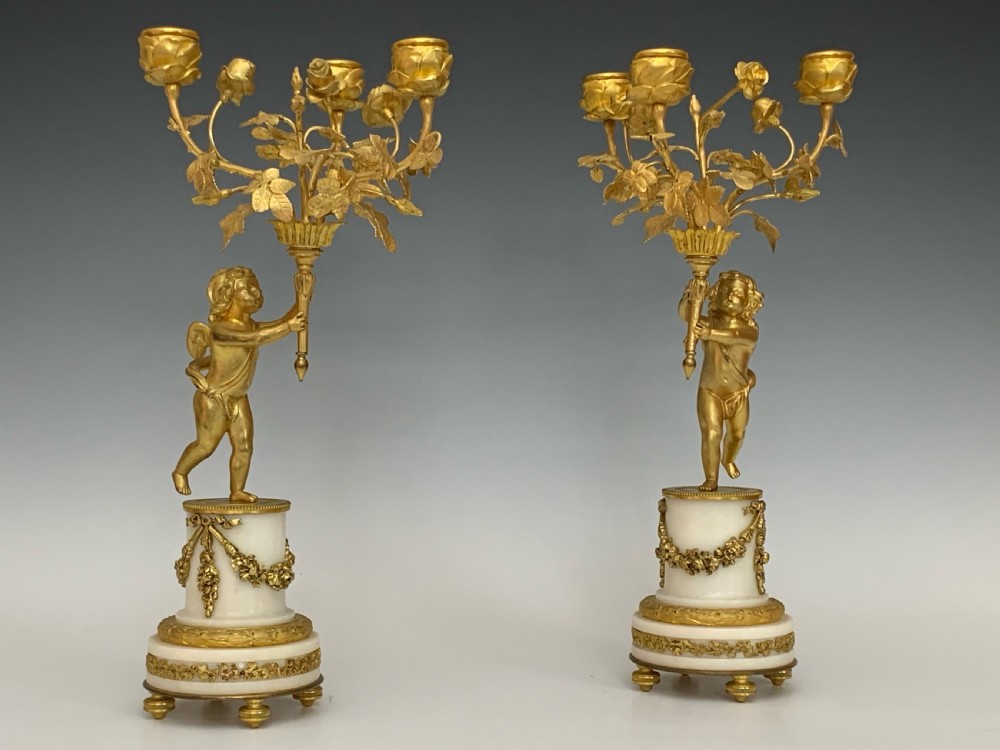 French Louis XVI Style Ormolu Clock Garniture View IV