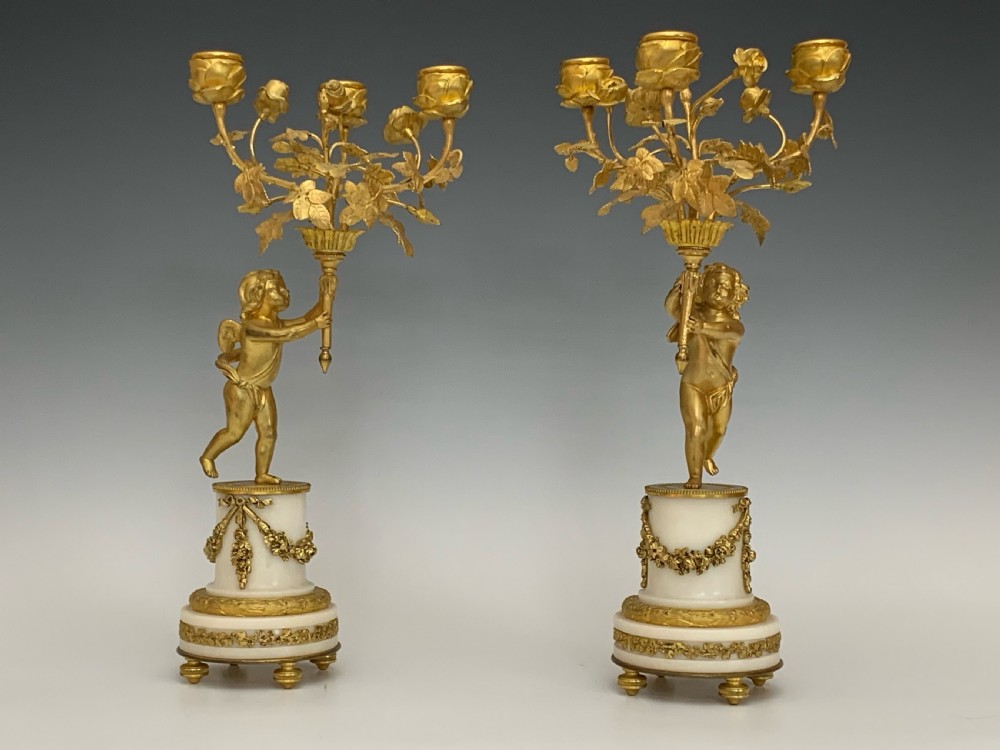 French Louis XVI Style Ormolu Clock Garniture View V