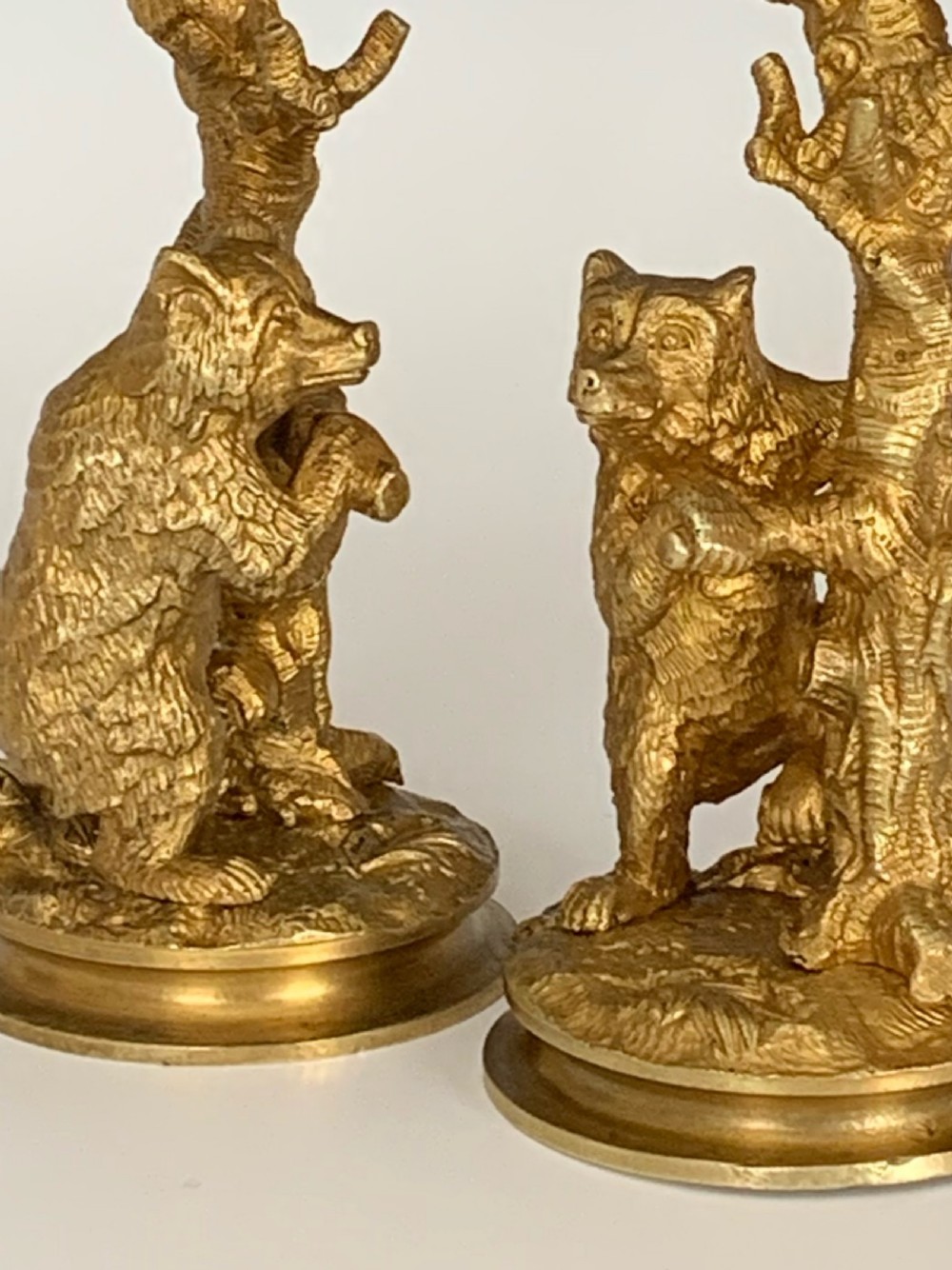 Pair of  19th century Continental Ormolu Bear Candlesticks View IV