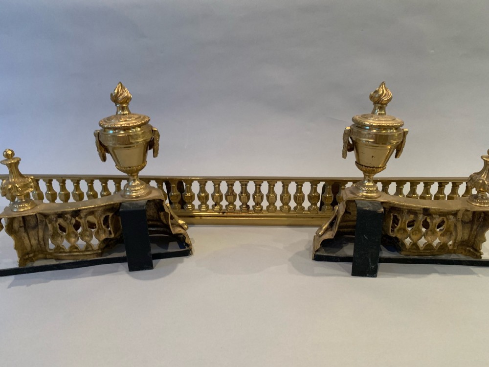 Victorian Ormolu Adjustable Fire Chenets Fender View V