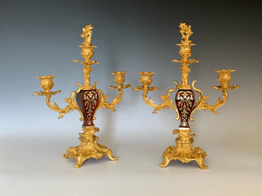 French ormolu & Boulle Inlaid Candelabra
