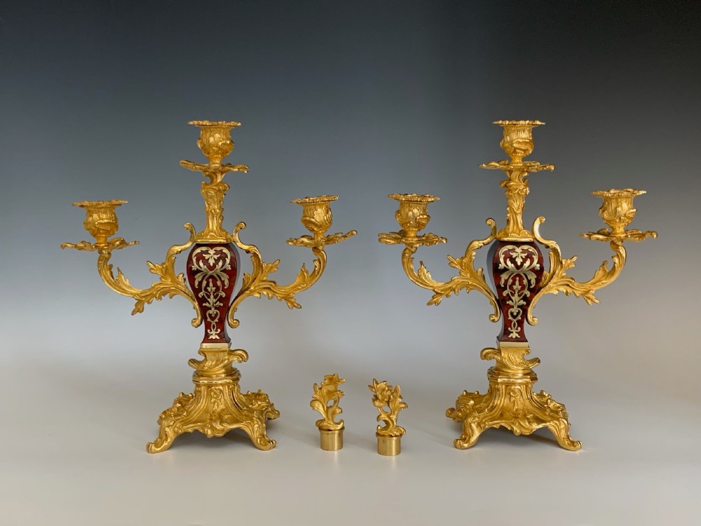 French ormolu & Boulle Inlaid Candelabra View II