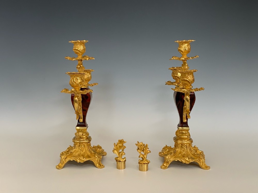 French ormolu & Boulle Inlaid Candelabra View V