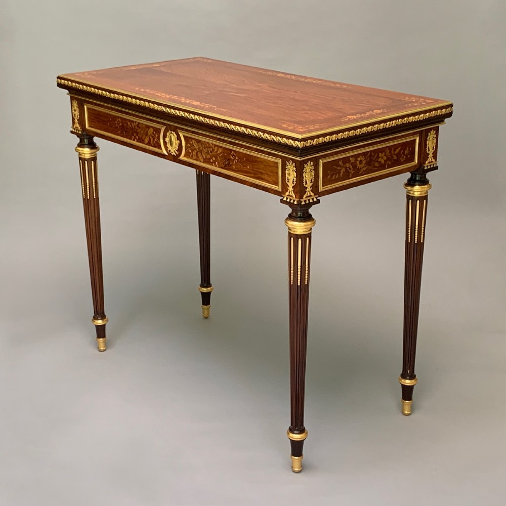French Marquetry Inlaid Card Table attributed to Francois Linke