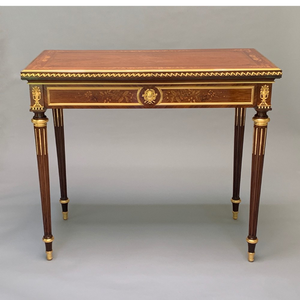 French Marquetry Inlaid Card Table attributed to Francois Linke View II