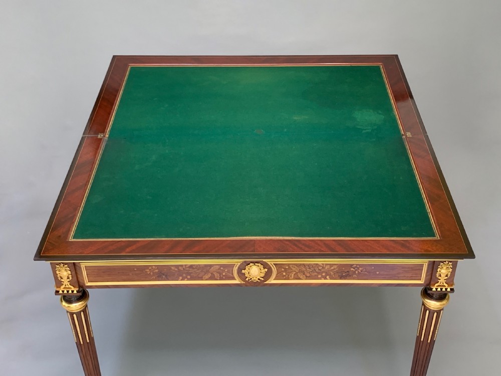 French Marquetry Inlaid Card Table attributed to Francois Linke View VII