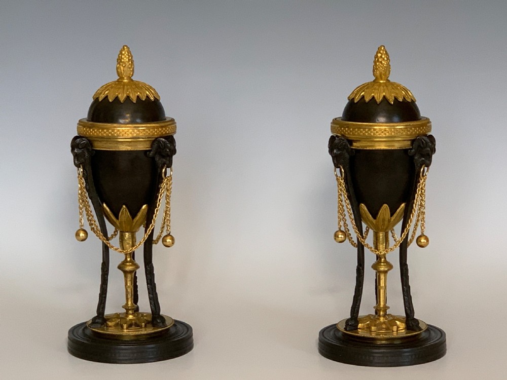 Antique Regency Bronze & Ormolu Cassolettes View II