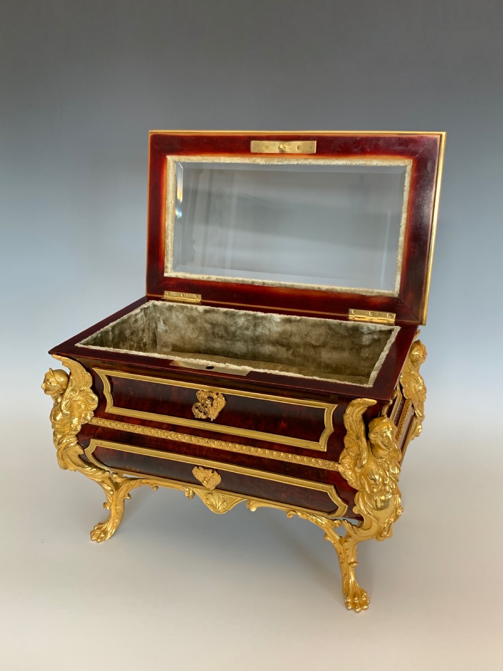 Antique Ormolu Tortoiseshell Casket Bijouterie after Andre Charles Boulle